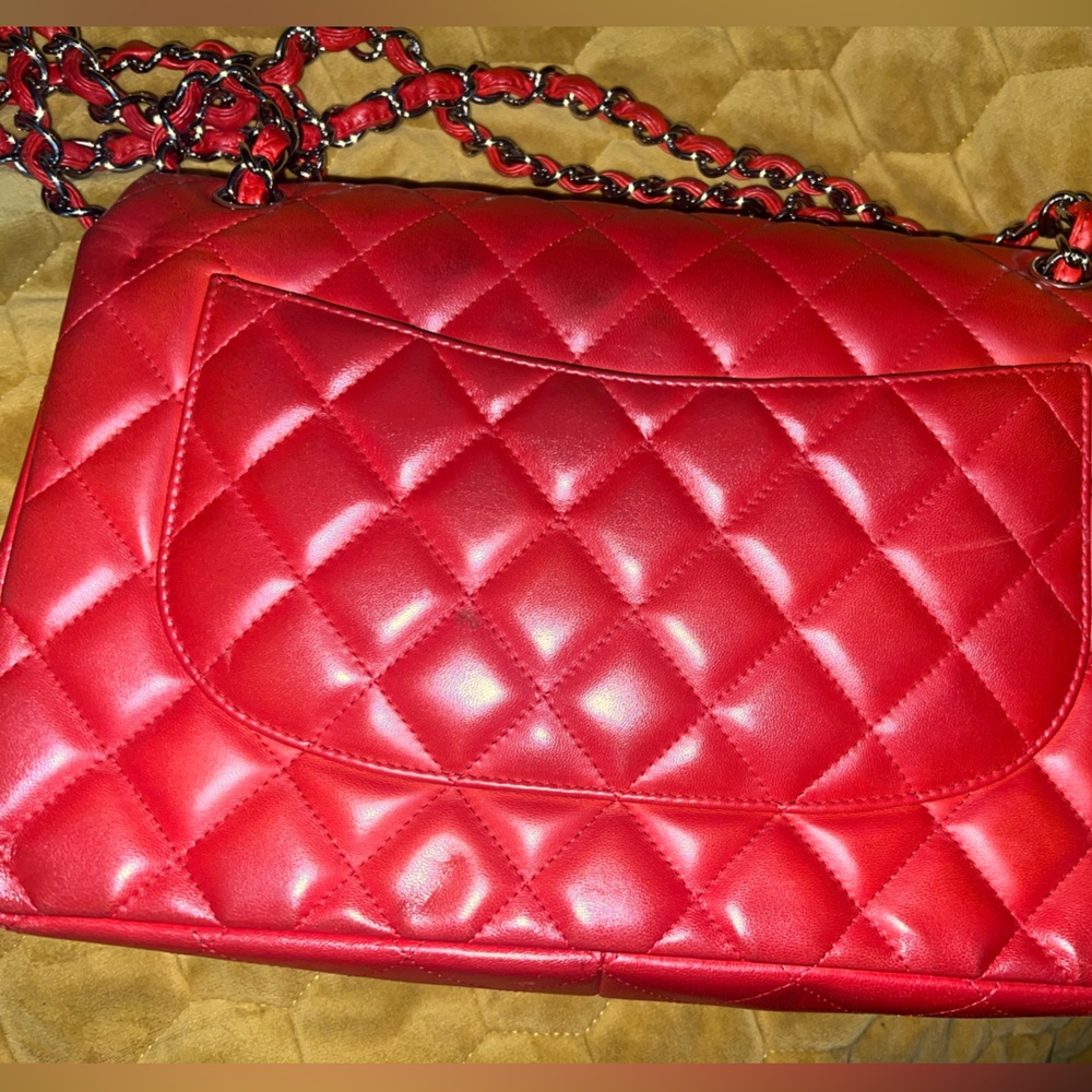Chanel Jumbo Flap Lambskin Bag - Red - Picture 7 of 8